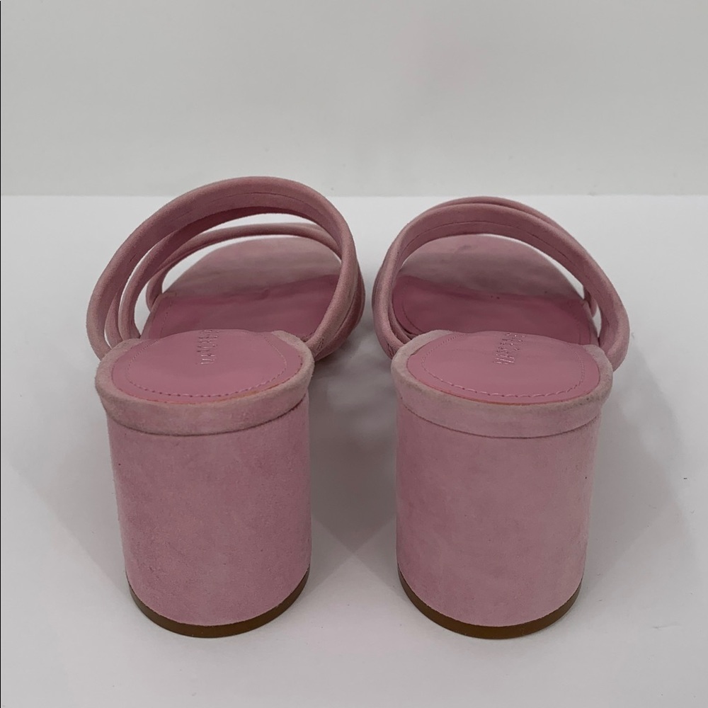 Marc Fisher Shire strappy slide sandal shoe mule heel pink purple suede block 8 - Picture 5 of 6